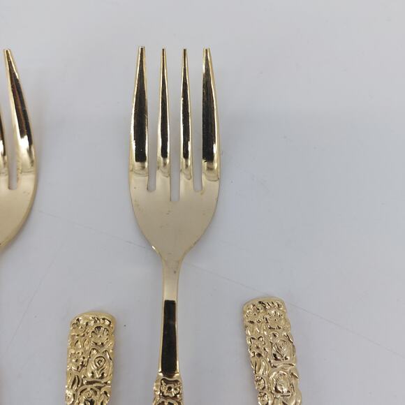 National Stainless Japan Salad Fork Gold Set of 10 Hollywood Regency - Picture 5 of 15